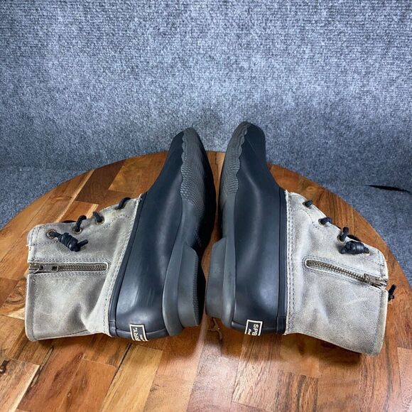 Sperry Saltwater Duck Boots Womens 8.5 Gray Black Leather Rain Shoes - Picture 6 of 10